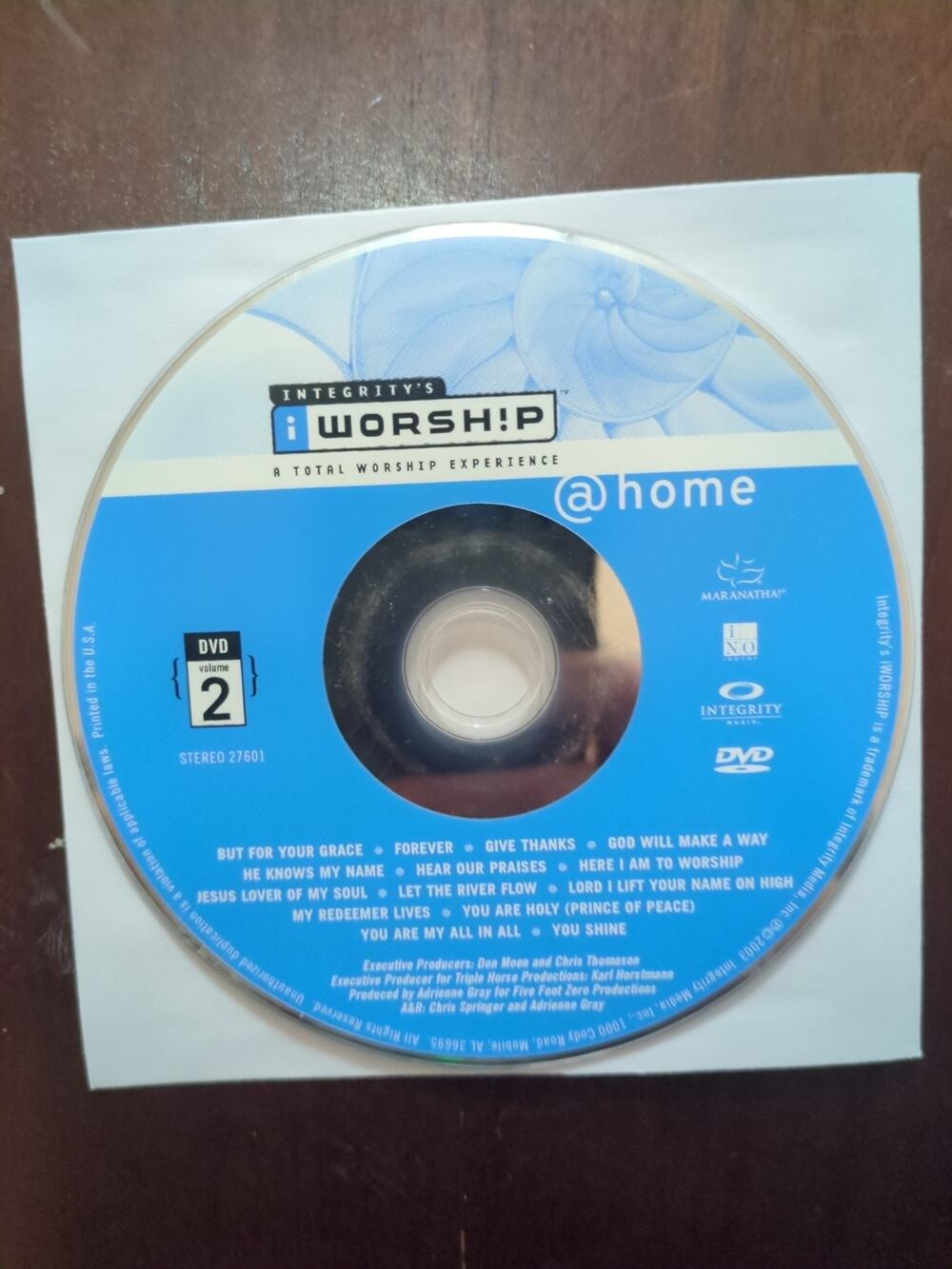 I Worship at Home - Vol. 2 (DVD, 2003) disc only